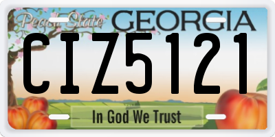 GA license plate CIZ5121