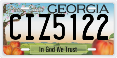GA license plate CIZ5122