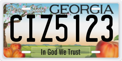 GA license plate CIZ5123