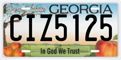 GA license plate CIZ5125