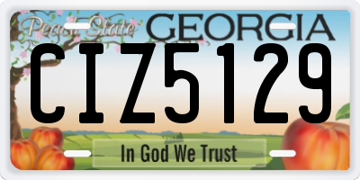GA license plate CIZ5129