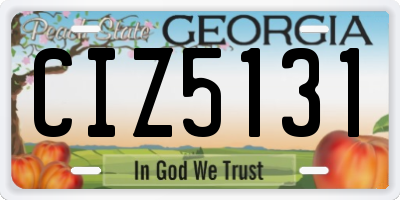 GA license plate CIZ5131