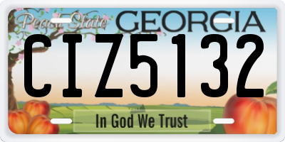 GA license plate CIZ5132