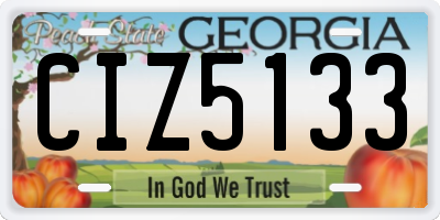 GA license plate CIZ5133