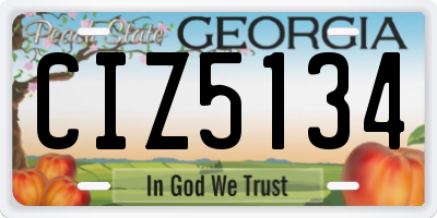 GA license plate CIZ5134