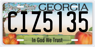 GA license plate CIZ5135