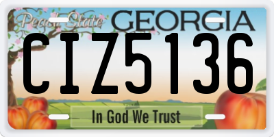 GA license plate CIZ5136