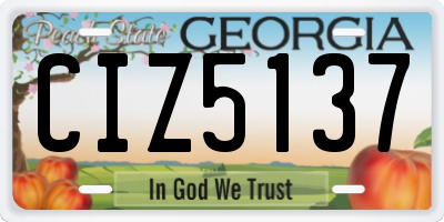 GA license plate CIZ5137