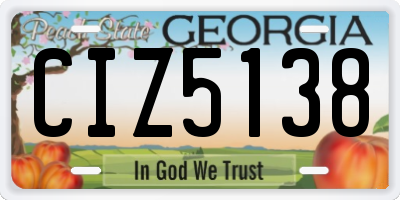 GA license plate CIZ5138