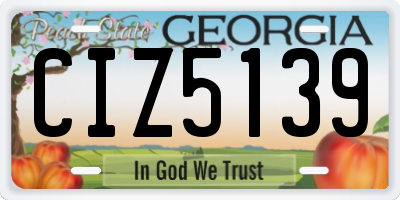 GA license plate CIZ5139