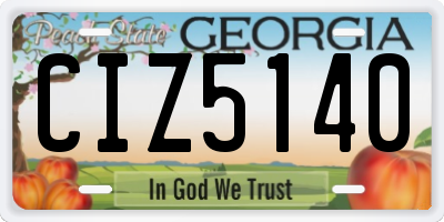 GA license plate CIZ5140