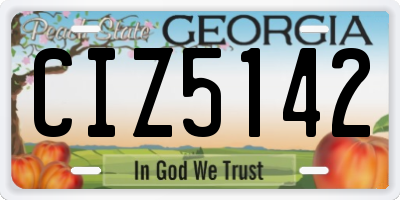 GA license plate CIZ5142