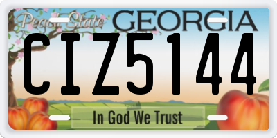 GA license plate CIZ5144