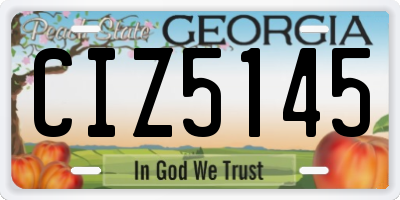 GA license plate CIZ5145