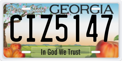GA license plate CIZ5147