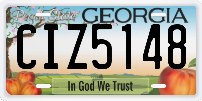 GA license plate CIZ5148