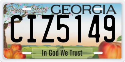 GA license plate CIZ5149