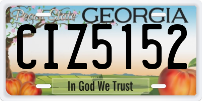 GA license plate CIZ5152