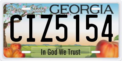 GA license plate CIZ5154