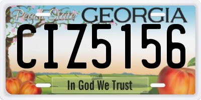 GA license plate CIZ5156