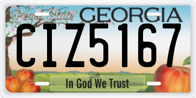 GA license plate CIZ5167