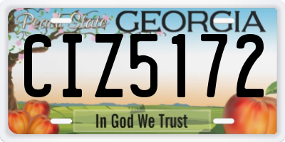GA license plate CIZ5172