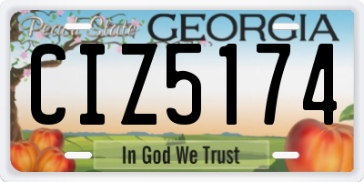 GA license plate CIZ5174