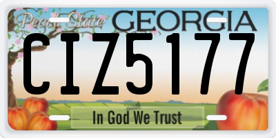 GA license plate CIZ5177