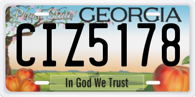 GA license plate CIZ5178