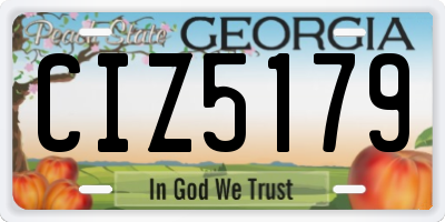GA license plate CIZ5179