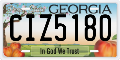 GA license plate CIZ5180