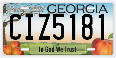 GA license plate CIZ5181
