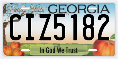 GA license plate CIZ5182