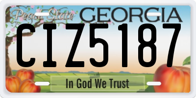 GA license plate CIZ5187