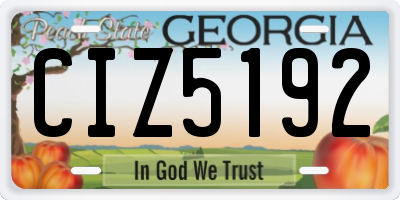 GA license plate CIZ5192