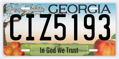 GA license plate CIZ5193