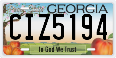 GA license plate CIZ5194