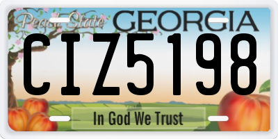 GA license plate CIZ5198