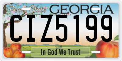 GA license plate CIZ5199