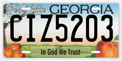 GA license plate CIZ5203