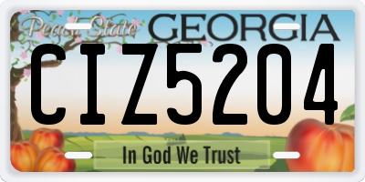GA license plate CIZ5204