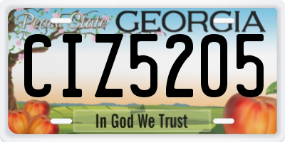 GA license plate CIZ5205