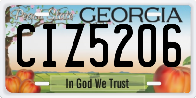 GA license plate CIZ5206