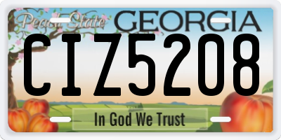 GA license plate CIZ5208
