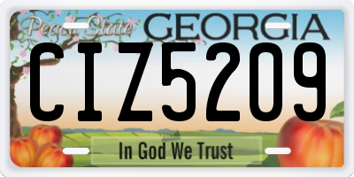 GA license plate CIZ5209
