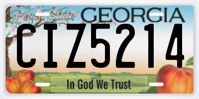 GA license plate CIZ5214