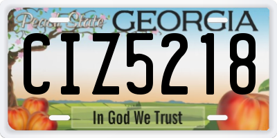 GA license plate CIZ5218