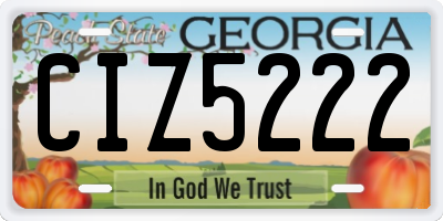 GA license plate CIZ5222