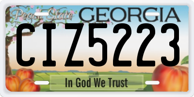 GA license plate CIZ5223
