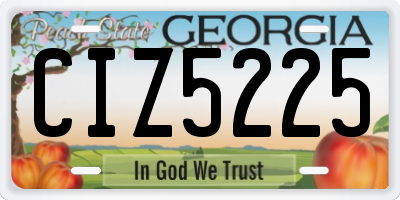 GA license plate CIZ5225
